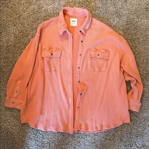 Aerie Coral Button-Up Jacket